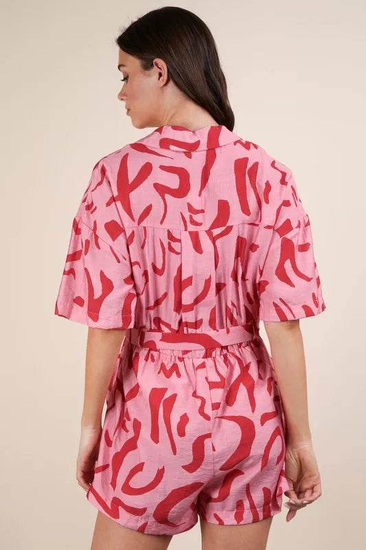 VERY J Oversized Printed Button Down Resort Romper - Shop Style & More | Fresh Looks, Everyday Deals & Free Shipping