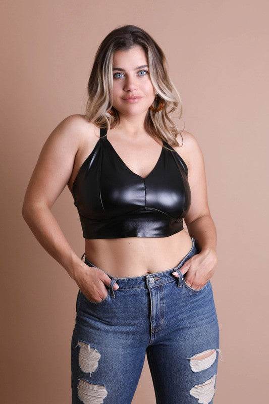 Faux Leather Longline Bralette Plus Size - Shop Style & More | Fresh Looks, Everyday Deals & Free Shipping