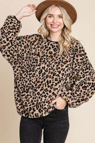 Culture Code Leopard Faux Fur Round Neck Top - Shop Style & More | Fresh Looks, Everyday Deals & Free Shipping