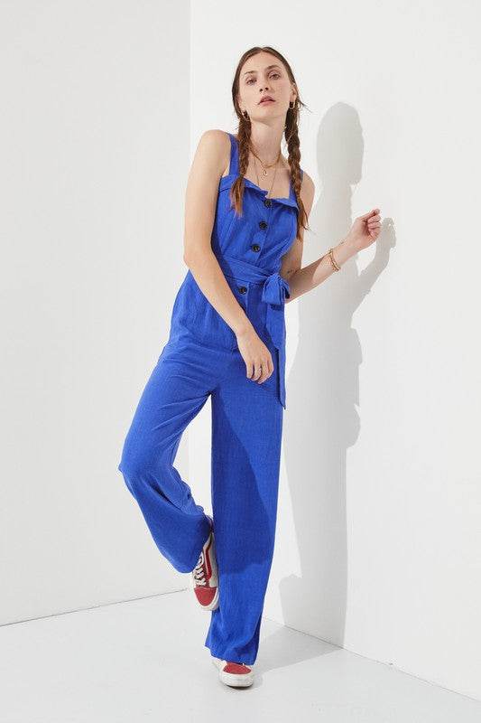 PLUS SLEEVELESS ADJUSTABLE STRAP BUTTON JUMPSUIT - Shop Style & More | Fresh Looks, Everyday Deals & Free Shipping