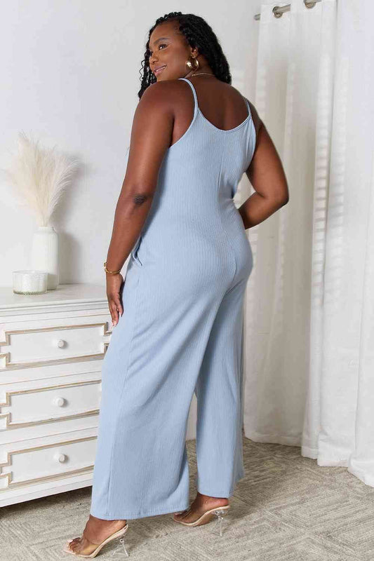 Basic Bae Spaghetti Strap Jumpsuit - Full Size V-Neck Design - Shop Style & More | Fresh Looks, Everyday Deals & Free Shipping