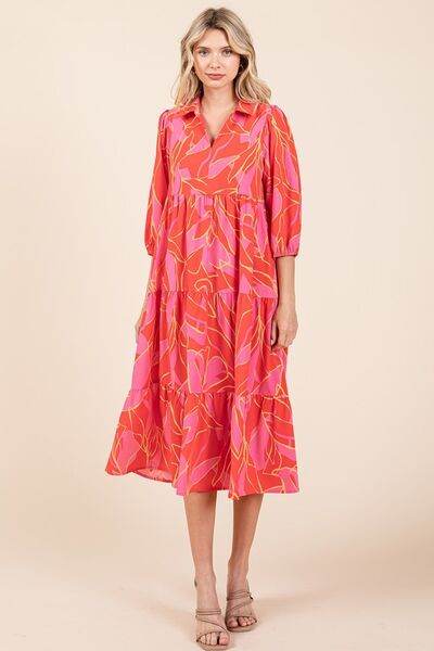 Mittoshop Tiered Printed Collared Neck Midi Dress - Shop Style & More | Fresh Looks, Everyday Deals & Free Shipping
