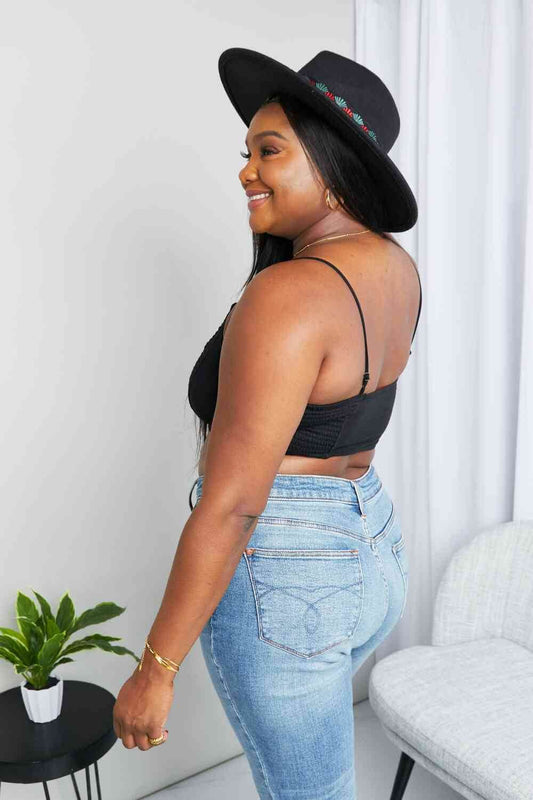 Zenana Full Size Textured Spaghetti Strap Bralette in Black - Shop Style & More | Fresh Looks, Everyday Deals & Free Shipping