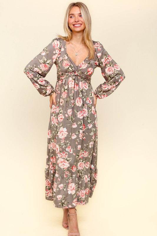 Haptics Twisted Detail Ruffled Hem Floral Dress with Side Pockets - Shop Style & More | Fresh Looks, Everyday Deals & Free Shipping