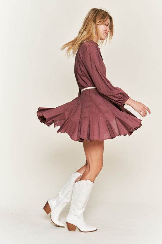 SOLID FLARE SHIRT DRESS KRD4190 - Shop Style & More | Fresh Looks, Everyday Deals & Free Shipping