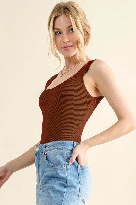 And The Why Ribbed Square Neck Bodysuit - Shop Style & More | Fresh Looks, Everyday Deals & Free Shipping