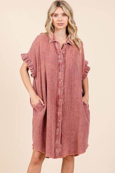 Mittoshop Mineral Wash Cotton Gauze Mini Shirt Dress - Shop Style & More | Fresh Looks, Everyday Deals & Free Shipping