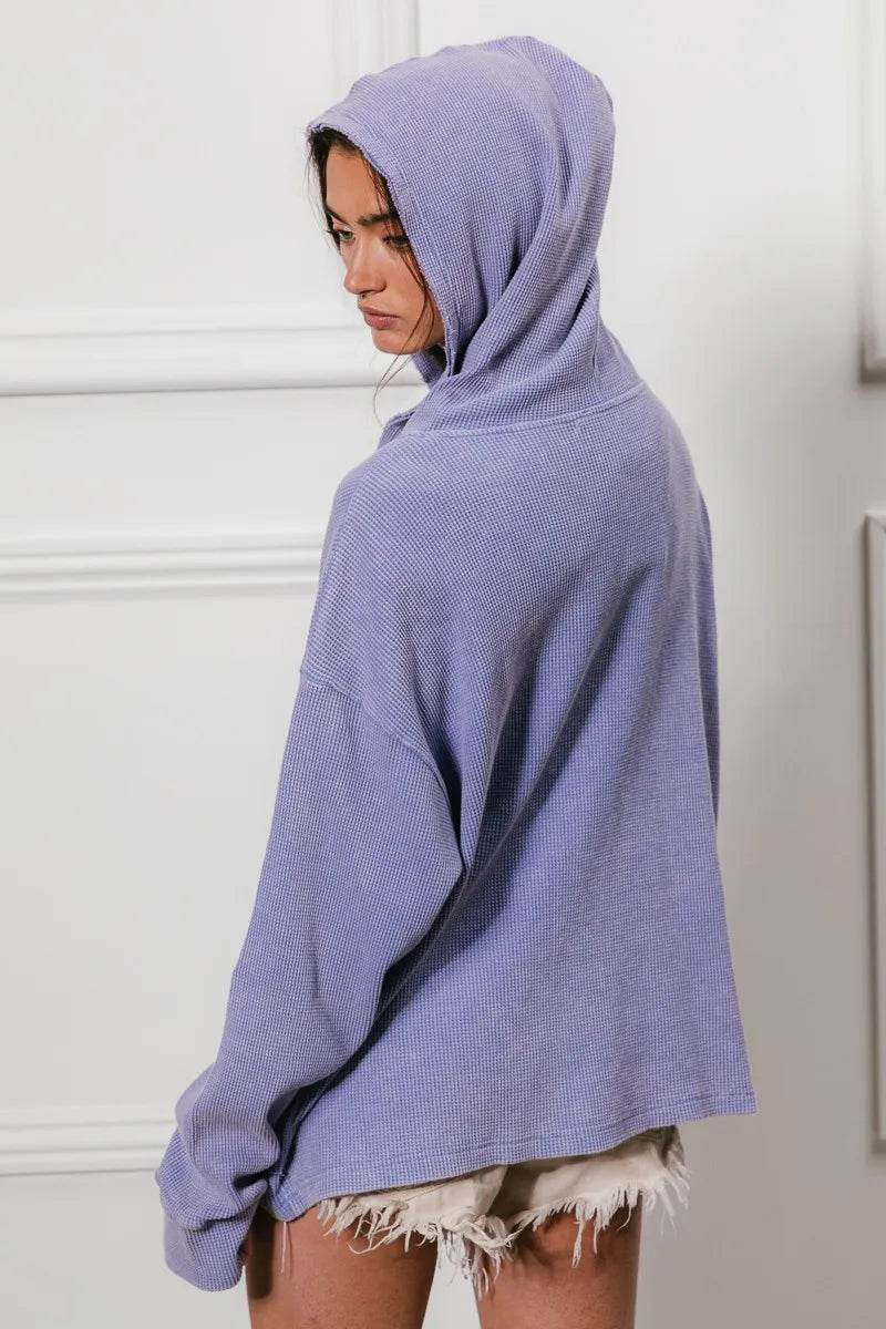 BiBi Washed Waffle Thermal Hooded Jacket - Shop Style & More | Fresh Looks, Everyday Deals & Free Shipping