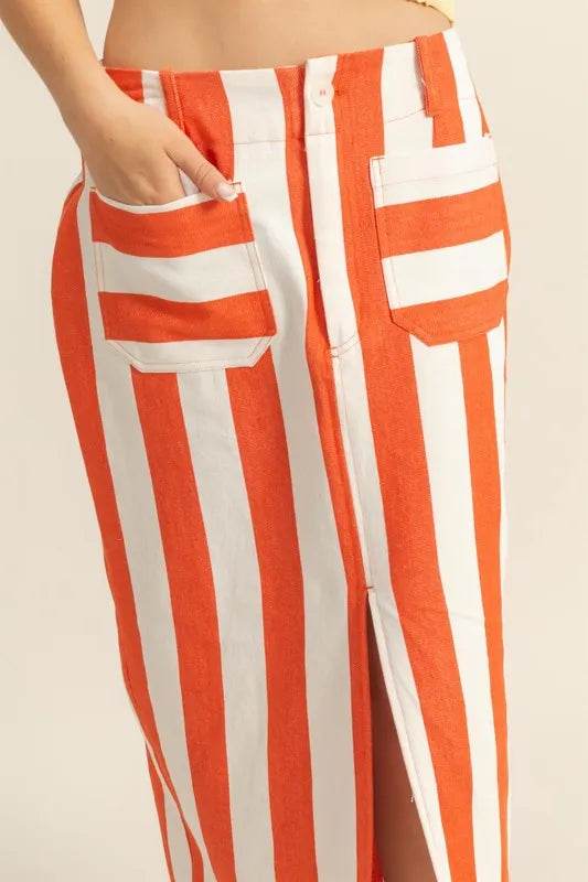 HYFVE Striped Pocket Detail Maxi Skirt - Shop Style & More | Fresh Looks, Everyday Deals & Free Shipping