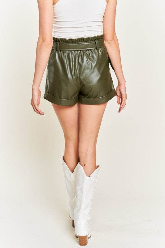 High-rise waist Belted Faux Leather Short JJB5001 - Shop Style & More | Fresh Looks, Everyday Deals & Free Shipping