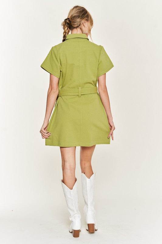Belted cotton short dress JBJ1023 - Shop Style & More | Fresh Looks, Everyday Deals & Free Shipping