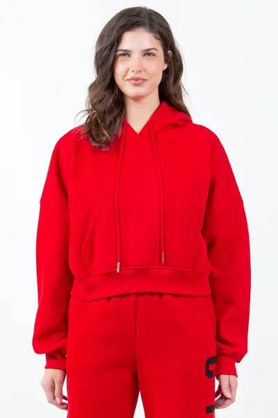 American Bazi Letter Graphic Long Sleeve Drawstring Cropped Hoodie - Shop Style & More | Fresh Looks, Everyday Deals & Free Shipping
