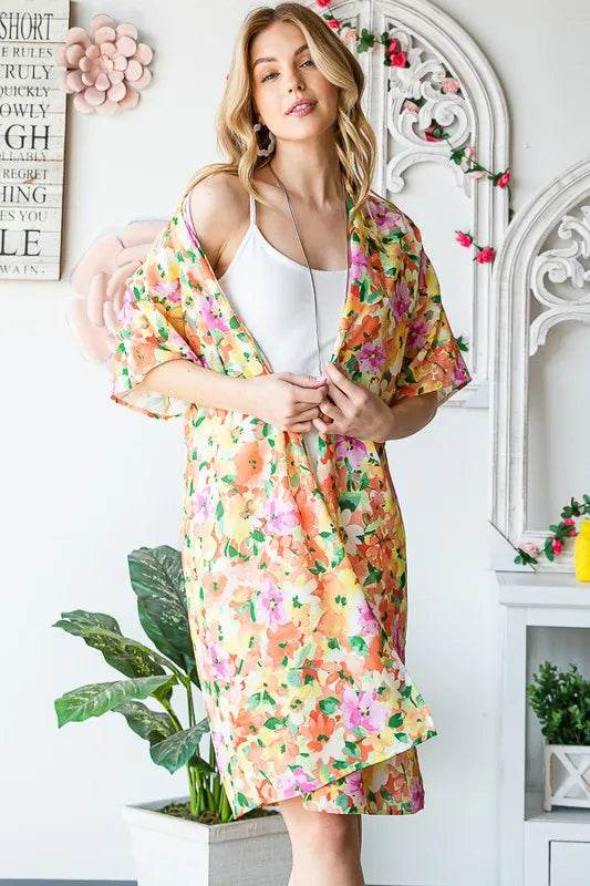 Heimish Full Size Half Sleeve Multi Color Floral Open Cardigan Plus Size - Shop Style & More | Fresh Looks, Everyday Deals & Free Shipping