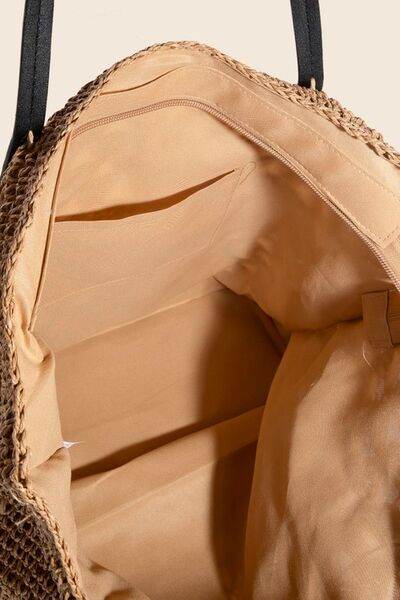 Fame Faux Leather Handle Knitted Tote Bag - Shop Style & More | Fresh Looks, Everyday Deals & Free Shipping