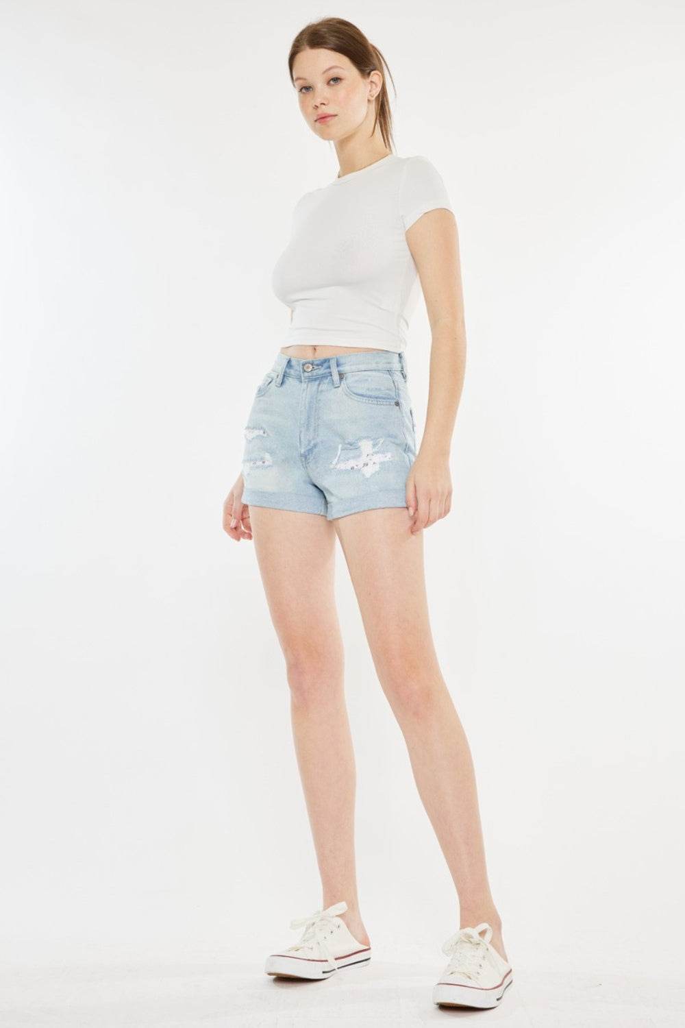 Kancan High Rise Repaired Mom Denim Shorts - Shop Style & More | Fresh Looks, Everyday Deals & Free Shipping