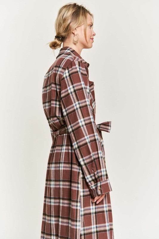 PLAID PRINT COLLAR LONG SHIRT DRESS PLUS - Shop Style & More | Fresh Looks, Everyday Deals & Free Shipping