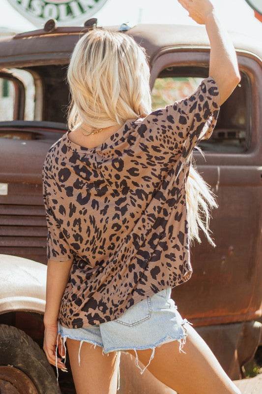 Zoey Leopard Print Half Sleeve Oversized Top - Shop Style & More | Fresh Looks, Everyday Deals & Free Shipping