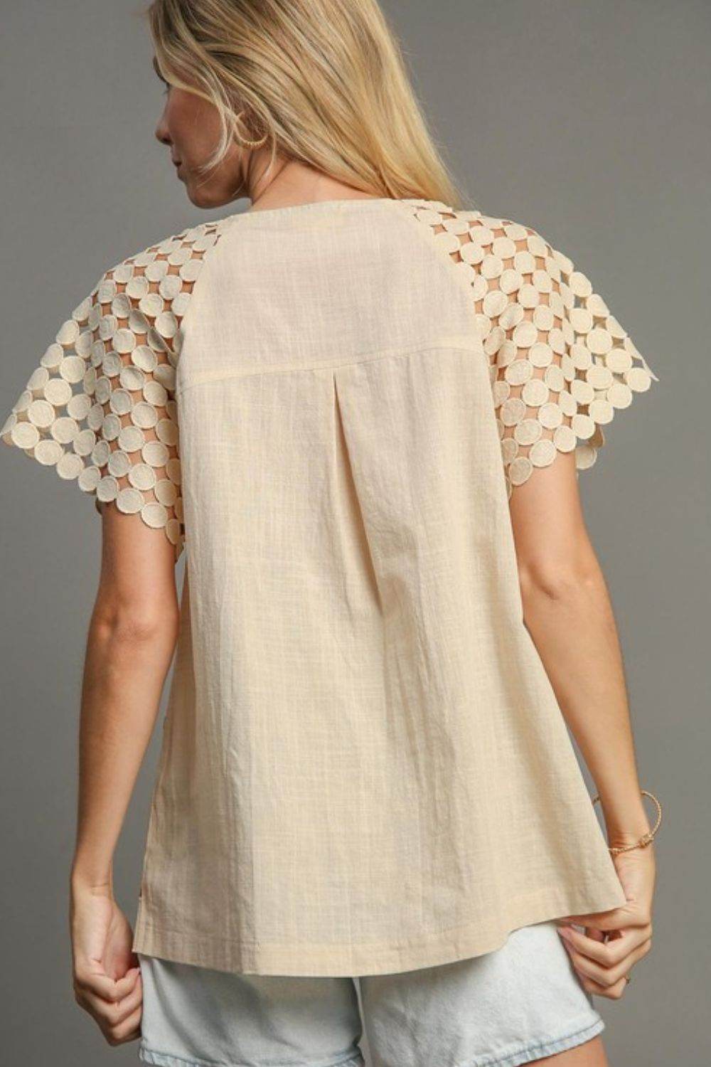 Umgee Full Size Mixed Polka Dot Lace Raglan Sleeve Boxy Cut Top Plus Size - Shop Style & More | Fresh Looks, Everyday Deals & Free Shipping