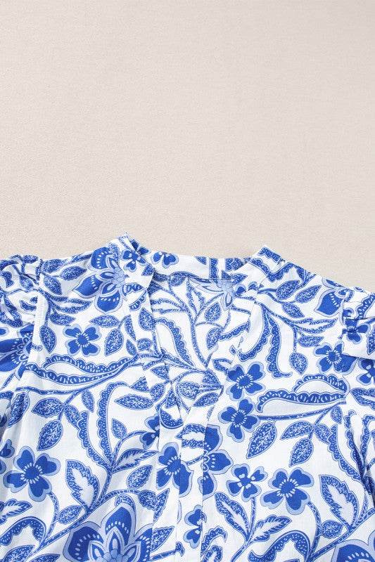 Blue Flower Print Puff Sleeve Tiered Dress - Shop Style & More | Fresh Looks, Everyday Deals & Free Shipping