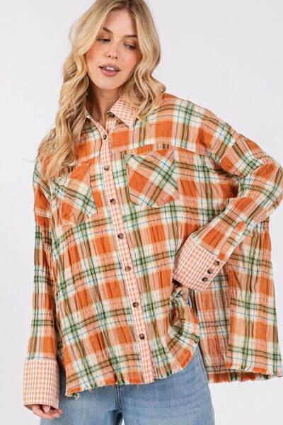 SAGE + FIG Side Slit Plaid Button Down Long Sleeve Shirt - Shop Style & More | Fresh Looks, Everyday Deals & Free Shipping