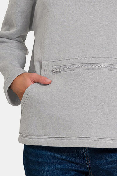 Zenana Turtleneck Half Snap Fleece Sweatshirt Women's Hoodies & Sweaters