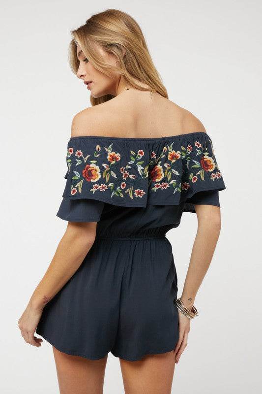 Floral Embroidered Off Shoulder Romper - Shop Style & More | Fresh Looks, Everyday Deals & Free Shipping