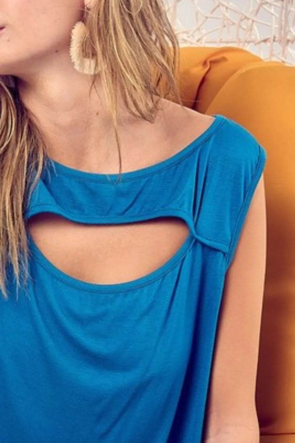 BiBi Rayon Span Knit With Cut Out Front Sleeveless Top - Shop Style & More | Fresh Looks, Everyday Deals & Free Shipping