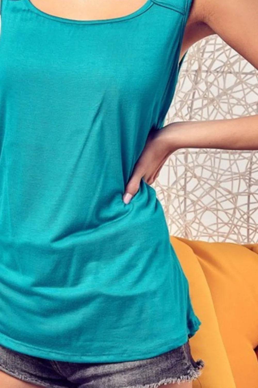 BiBi Rayon Span Knit With Cut Out Front Sleeveless Top - Shop Style & More | Fresh Looks, Everyday Deals & Free Shipping