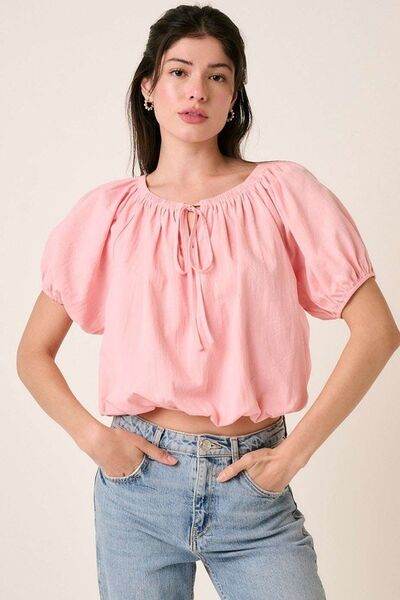 Mittoshop Linen Two-Way Short Sleeve Crop Blouse - Shop Style & More | Fresh Looks, Everyday Deals & Free Shipping