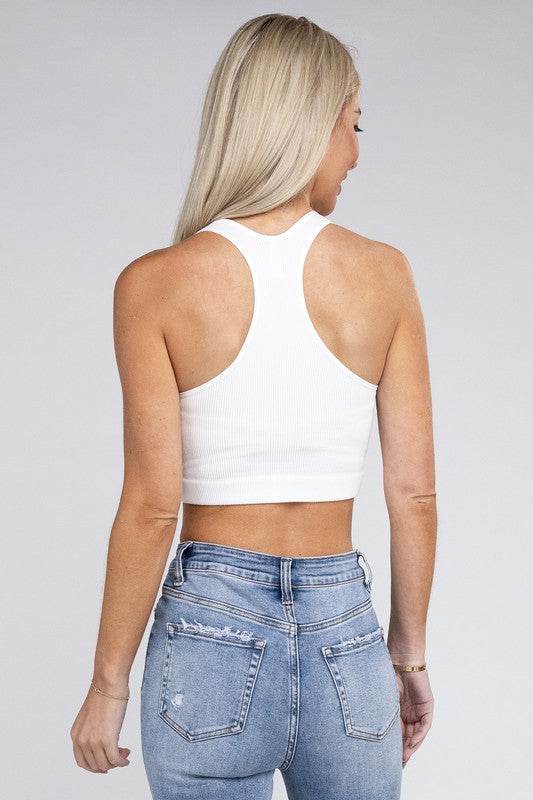 Ribbed Cropped Racerback Tank Top - Shop Style & More | Fresh Looks, Everyday Deals & Free Shipping