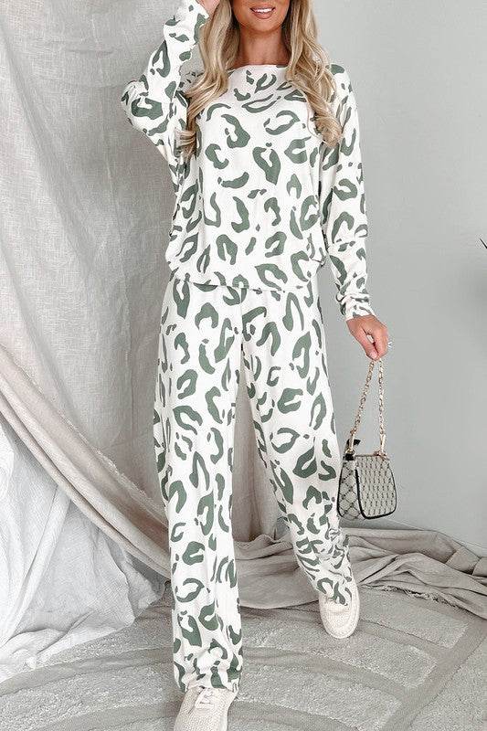 Leopard Animal Print Long Sleeve Loungewear Set - Shop Style & More | Fresh Looks, Everyday Deals & Free Shipping