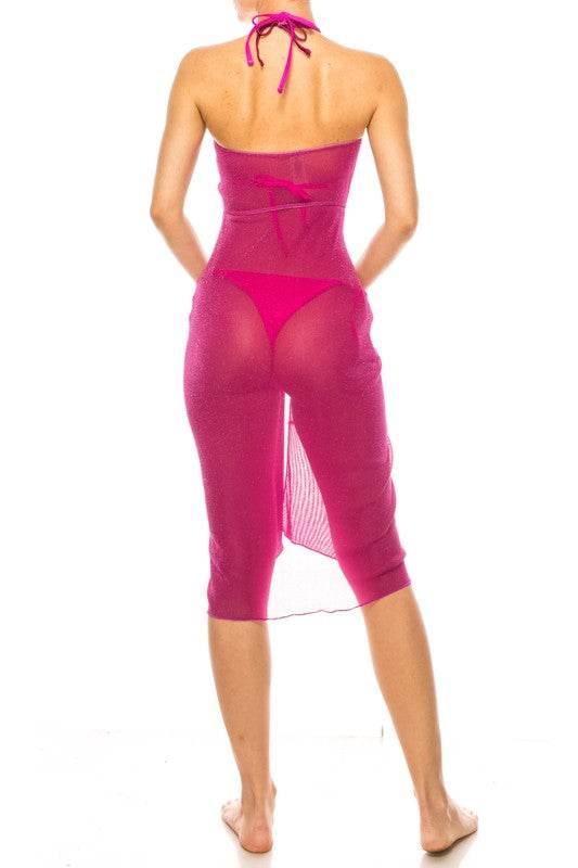 ONE PIECE HALTER NECKLINE SHIMMER ORGANZA RUCHED C - Shop Style & More | Fresh Looks, Everyday Deals & Free Shipping