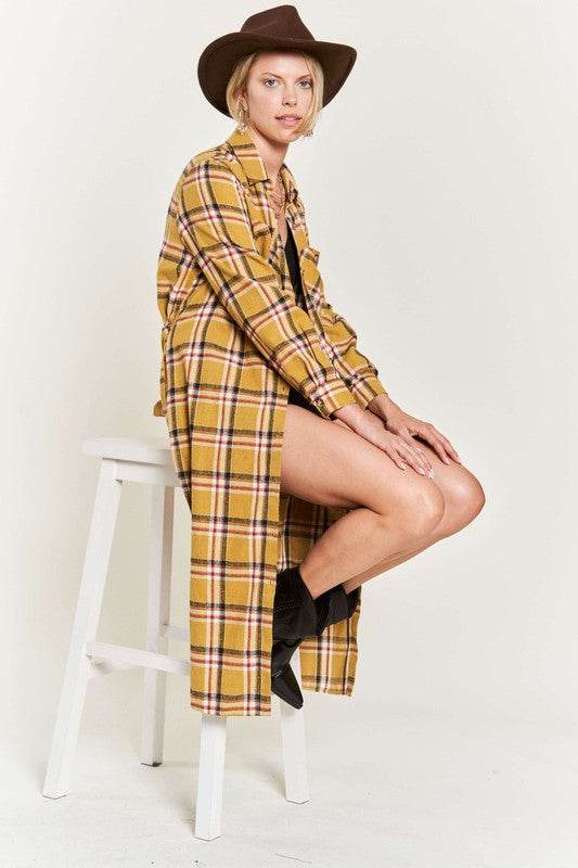PLAID PRINT COLLAR LONG SHIRT DRESS PLUS - Shop Style & More | Fresh Looks, Everyday Deals & Free Shipping