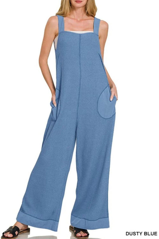 Zenana Knit Waffle Wide Leg Overalls - Shop Style & More | Fresh Looks, Everyday Deals & Free Shipping