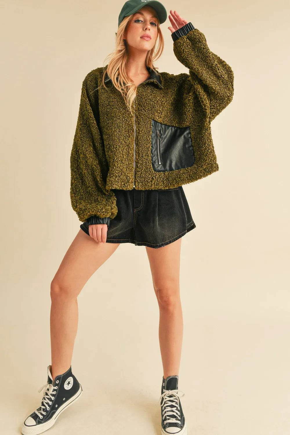 Aemi + Co Collared Neck Zip Up Sherpa Jacket - Shop Style & More | Fresh Looks, Everyday Deals & Free Shipping
