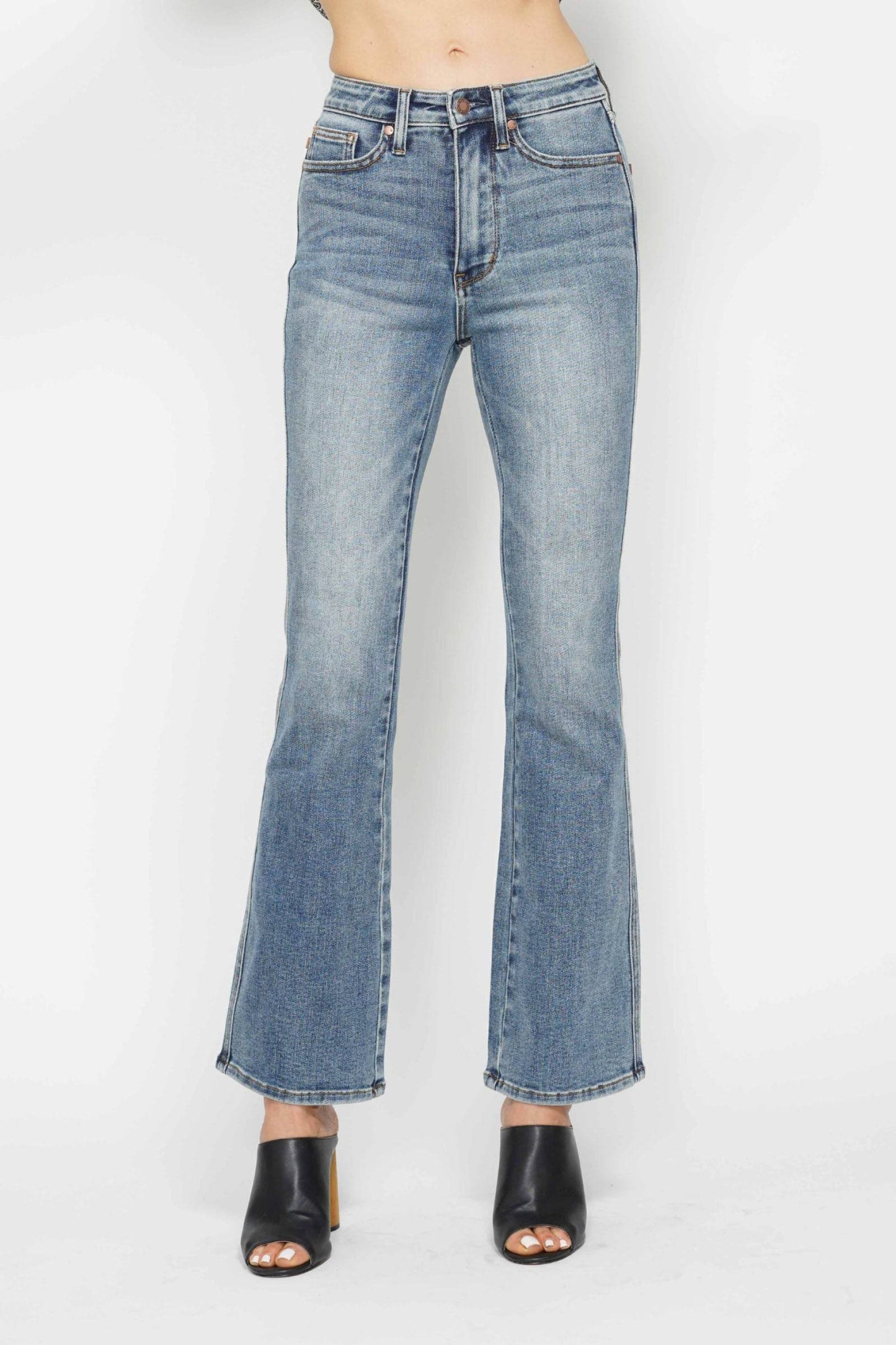 Judy Blue Full Size Tummy Control Back Embroidered Pocketed Bootcut Jeans Plus Size - Shop Style & More | Fresh Looks, Everyday Deals & Free Shipping