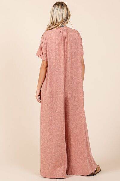 Mittoshop Button Detail Jumpsuit - Short Sleeve Wide Leg Jumpsuit - Shop Style & More | Fresh Looks, Everyday Deals & Free Shipping