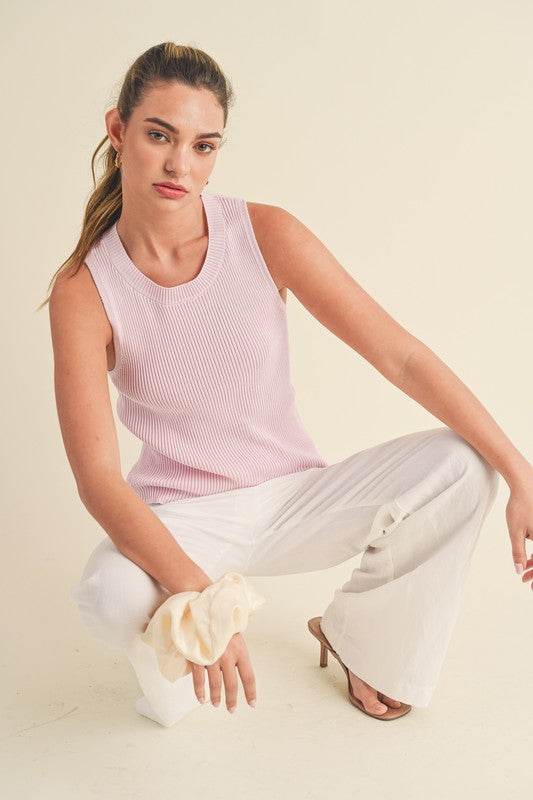 Aemi + Co Ribbed Round Neck Knit Tank - Shop Style & More | Fresh Looks, Everyday Deals & Free Shipping