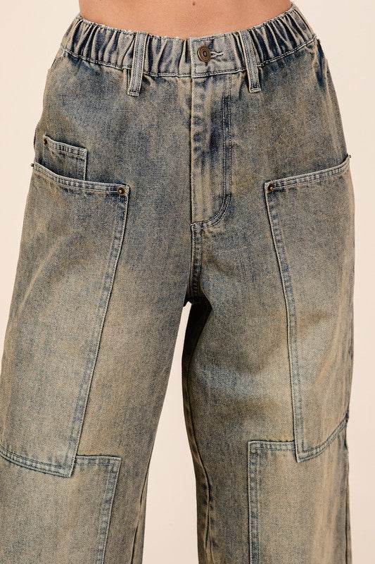 Mittoshop Washed Wide Leg Jeans with Pockets - Shop Style & More | Fresh Looks, Everyday Deals & Free Shipping