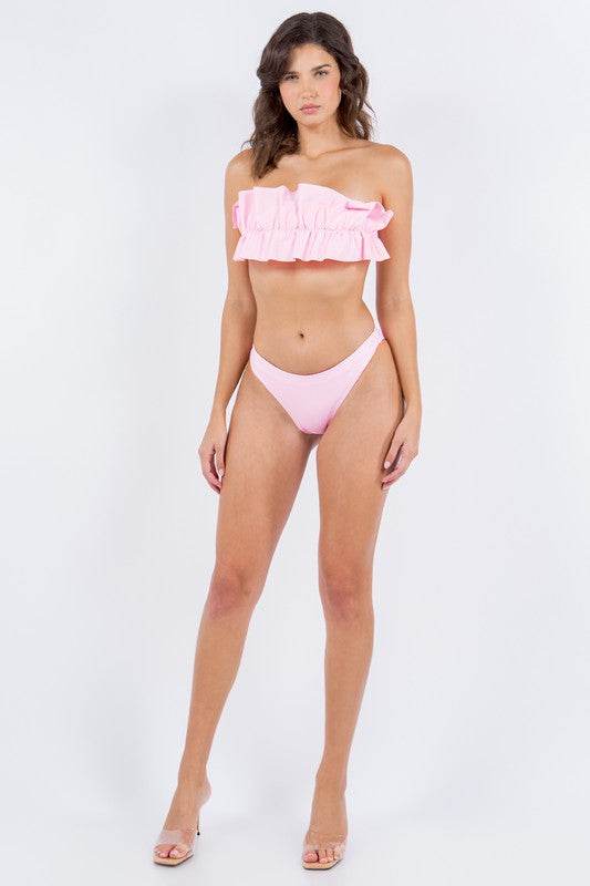TWO PIECE TUBE TOP WITH RUCHED RUFFLE BIKINI - Shop Style & More | Fresh Looks, Everyday Deals & Free Shipping