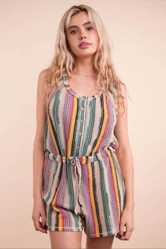 VERY J Crochet Multi Color Striped Casual Summer Romper - Shop Style & More | Fresh Looks, Everyday Deals & Free Shipping