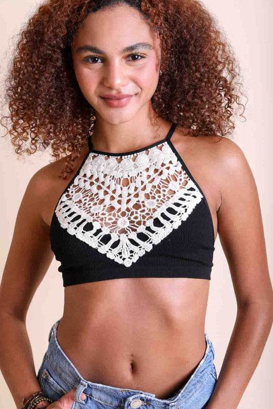 Crochet Lace High Neck Bralette - Shop Style & More | Fresh Looks, Everyday Deals & Free Shipping