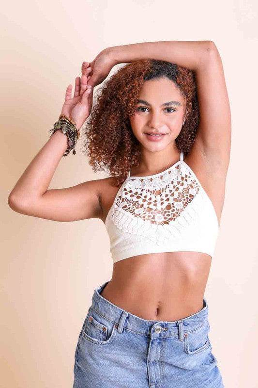 Crochet Lace High Neck Bralette - Shop Style & More | Fresh Looks, Everyday Deals & Free Shipping