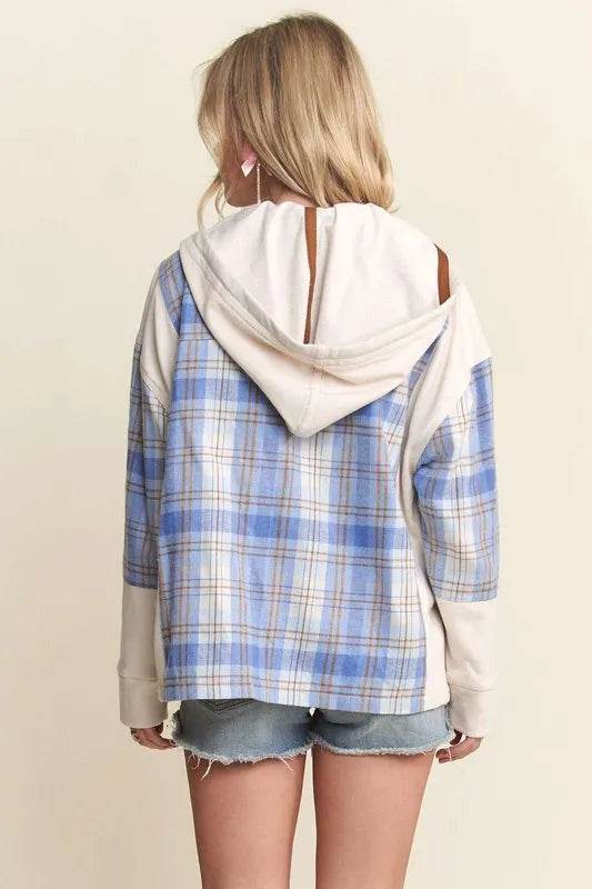 ADORA Button Down Plaid Hoodie Shacket - Shop Style & More | Fresh Looks, Everyday Deals & Free Shipping