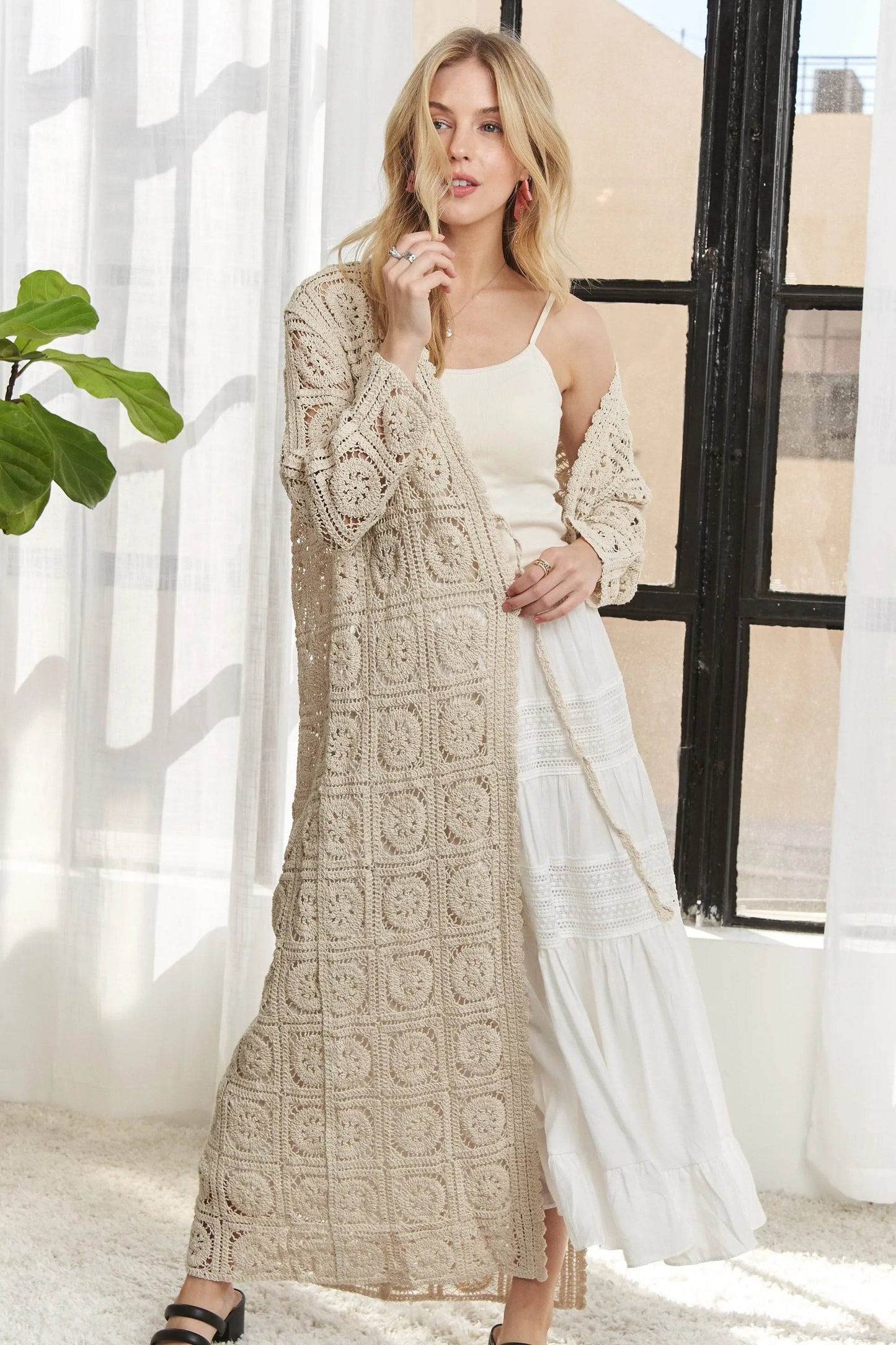 ADORA Long Sleeves Crochet Elastic Cardigan - Shop Style & More | Fresh Looks, Everyday Deals & Free Shipping