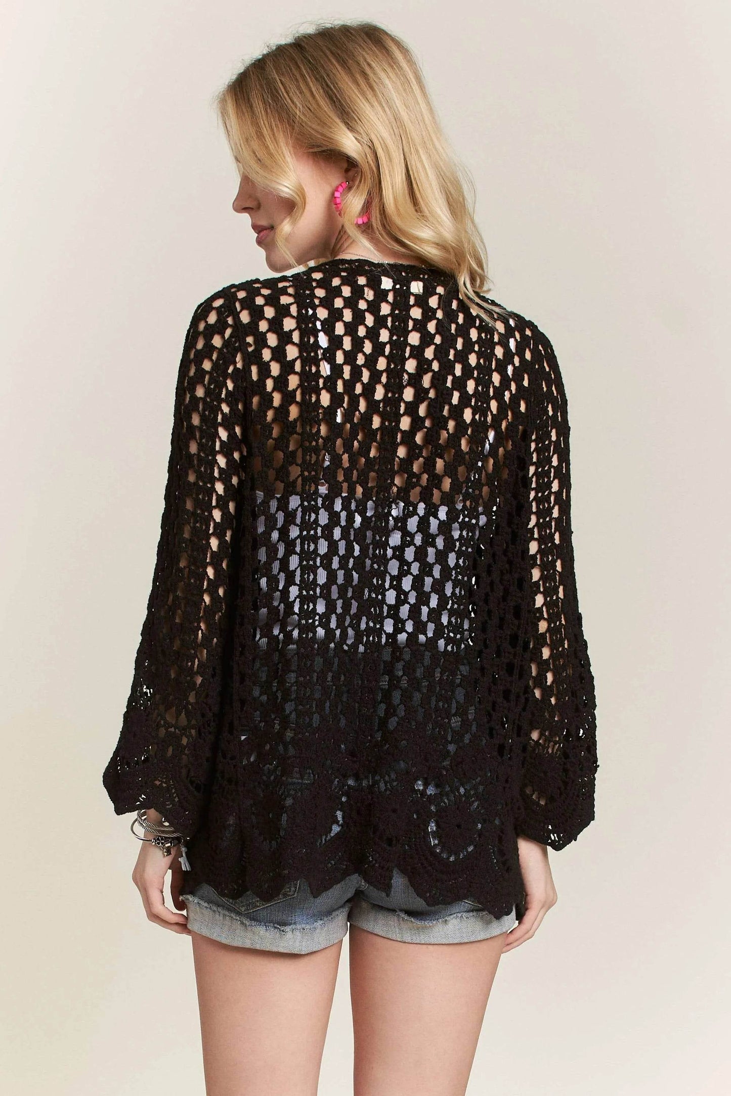 ADORA Crochet Cardigan With Scallop Hem - Shop Style & More | Fresh Looks, Everyday Deals & Free Shipping