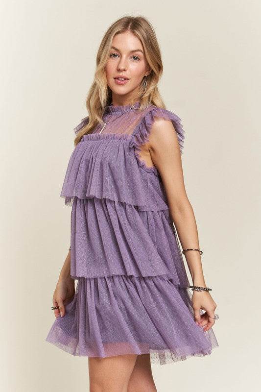 ADORA Layered Ruffled Cap Sleeve Mesh Dress - Shop Style & More | Fresh Looks, Everyday Deals & Free Shipping