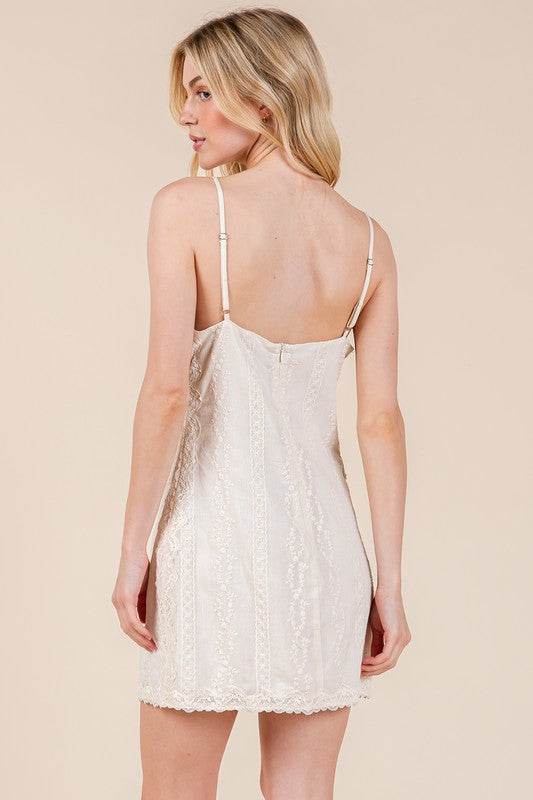 GeeGee Lace Detail Adjustable Strap Mini Cami Dress - Shop Style & More | Fresh Looks, Everyday Deals & Free Shipping