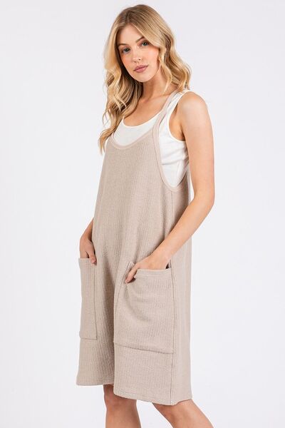 Mittoshop Scoop Neck Spaghetti Strap Overalls with Pockets Jumpsuits