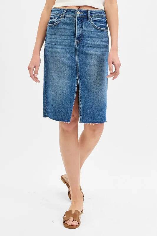RISEN Full Size High Rise Front Slit Pencil Skirts Plus Size - Shop Style & More | Fresh Looks, Everyday Deals & Free Shipping